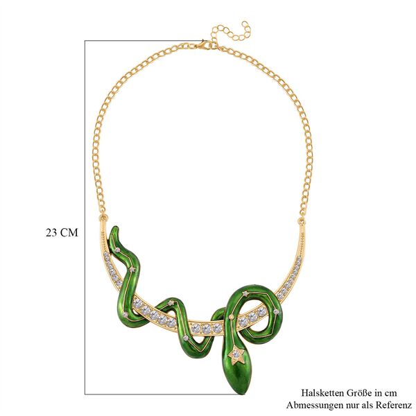 Gold emaillierte weiße Kristall-Halskette, 50 cm image number 4