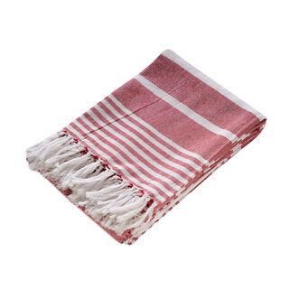 2er-Set, SPA Handtücher mit Fransen aus Baumwolle, Streifenmuster, Altrosa