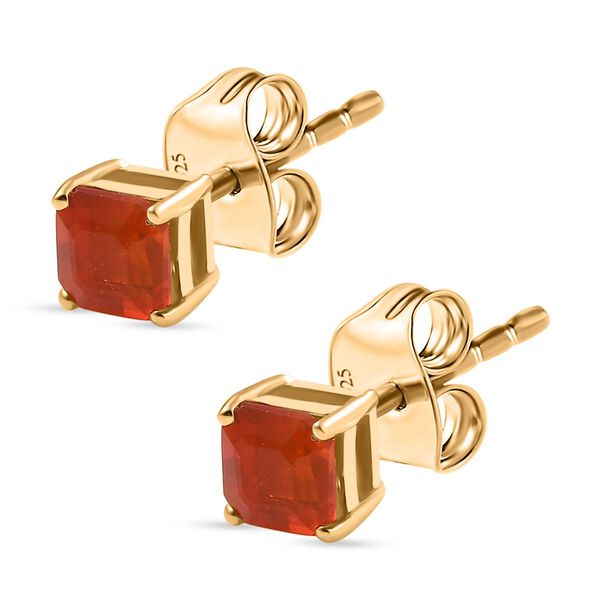 AAAA Blaze Feueropal Ohrringe 925 Silber 750 Gelb Vergoldet ca. 0.45 ct image number 4