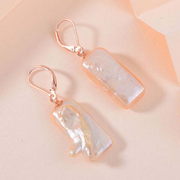 Rosa Keshi Perle Ohrringe 925 Silber ros&eacute;vergoldet image number 2