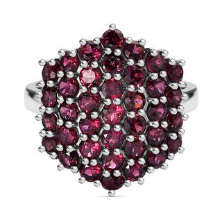 Rhodolith Granat Ring, 925 Silber platiniert (Größe 17.00) ca. 4.48 ct