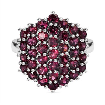 Rhodolith Granat Ring, 925 Silber platiniert (Gr&ouml;&szlig;e 17.00) ca. 4.48 ct