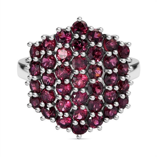 Rhodolith Granat Ring, 925 Silber platiniert (Gr&ouml;&szlig;e 17.00) ca. 4.48 ct