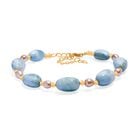 AA Larimar, Süßwasser Perle Armband ca. 19 cm 925 Silber 750 Gelbgold Vermeil