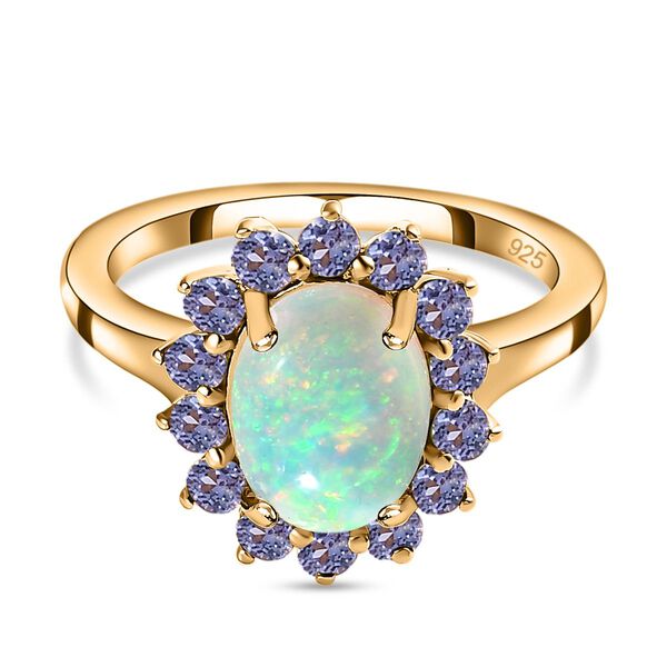 AA nat&uuml;rlicher, &auml;thiopischer Welo Opal und Tansanit-Ring - 1,74 ct.