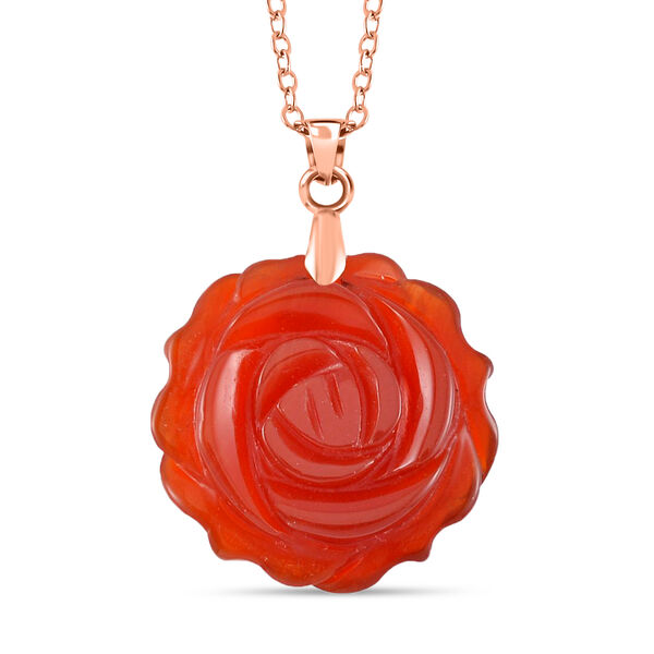 2er Set - Handgeschnitzter Gef&auml;rbter roter Achat Anh&auml;nger mit Kette und Ring (Gr&ouml;&szlig;e 16.00), rosefarben, ca. 30.00 ct image number 6