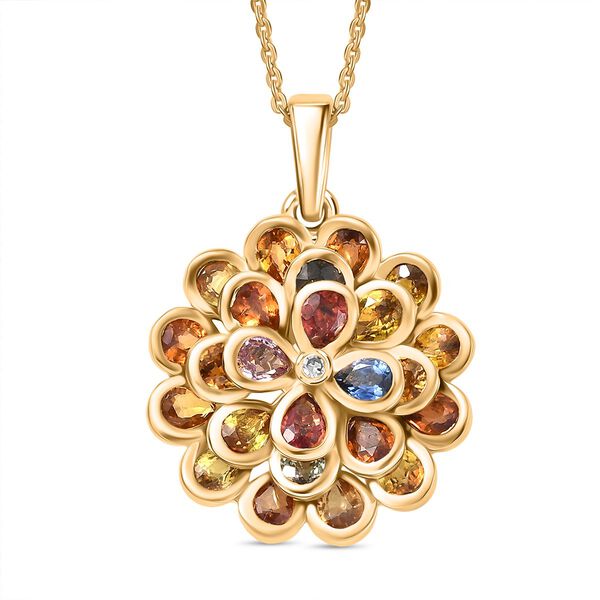 D'Joy AA Blauer Saphir, Mehrfarbig Saphir Schmuckset ca. 50 cm 925 Silber 750 Gelbgold Vermeil ca. 3.44 ct image number 0