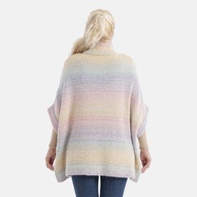 La Marey - Poncho mit Stehkragen und Taschen, Mehrfarbig