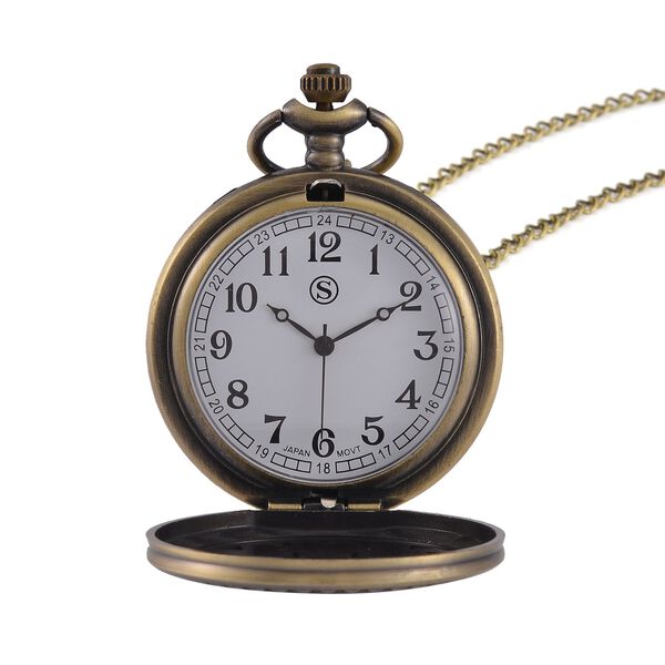 STRADA Pfaumuster Antikbronze-Taschenuhr - mit japanischem PC21S-Uhrwerk und wasserresistenter 78 cm ca. 47,00g image number 7