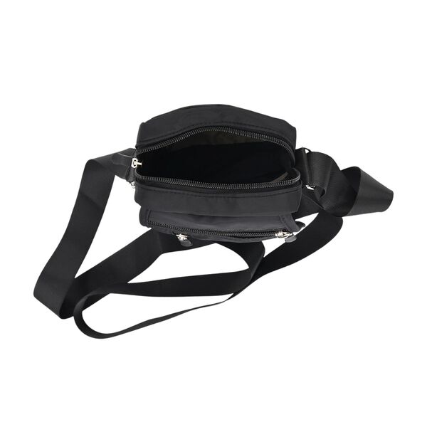 Umh&auml;ngetasche mit mehreren Rei&szlig;verschlussf&auml;chern und RFID-Schutz, 12,5x6x16cm, Schwarz image number 6