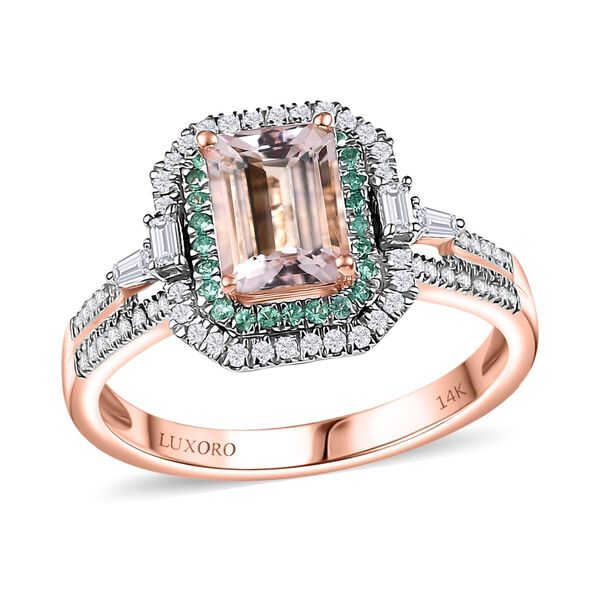LUXORO zertifiziert und geprüft AAA Rosa Morganit, Paraiba Turmalin und Diamant Ring in 585 Roségold - 1,87 ct. image number 0
