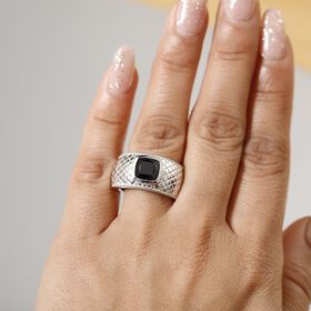 Schwarzer Spinell Ring in Silberton - 3,02 ct.