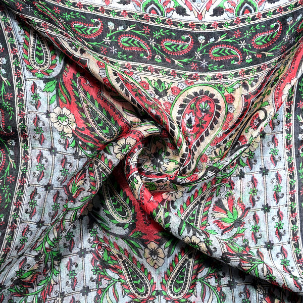 LA MAREY Seidenschal, 50x170cm, 100% Seide, Dunkelgr&uuml;n image number 5