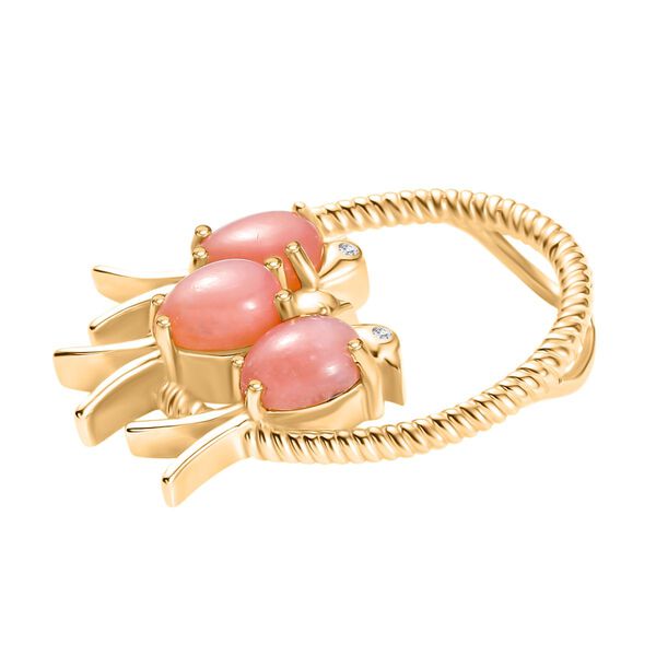 AA Vinicunca-Peruanischer-Opal,, Weißer Zirkon Anhänger 925 Silber 750 Gelb Vergoldet ca. 2,13 ct. image number 3