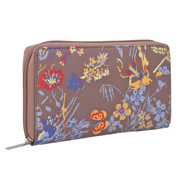 CLOSE OUT - UNION CODE: Echtleder Brieftasche, Blumenmuster, dunkel Cognac image number 6