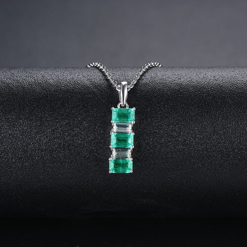 AAA Kagem sambischer Smaragd und Zirkon-Anhänger mit Kette - 1,36 ct. image number 1