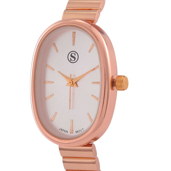 STRADA - Elegante Armbanduhr mit Japanischem PC21S Werk, Stahlsonnenschliff-Zifferblatt und Edelstahlarmband, Reiner Edelstahl, 19 cm, rosefarben, ca. 37,50g image number 2