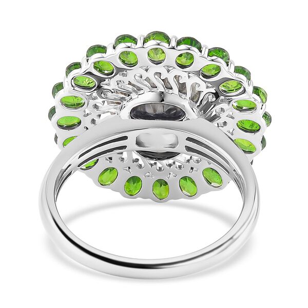 Tahiti Perle, Nat&uuml;rlicher Chromdiopsid Ring, (10-15mm), 925 Silber rhodiniert, (Gr&ouml;&szlig;e 21.00) image number 6