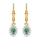 Kagem Sambischer Smaragd, Weißer Zirkon Ohrringe 925 Silber 750 Gelbgold Vermeil ca. 0.72 ct