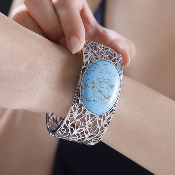 Blauer T&uuml;rkis Armreif, 19 cm - 53 ct. image number 3