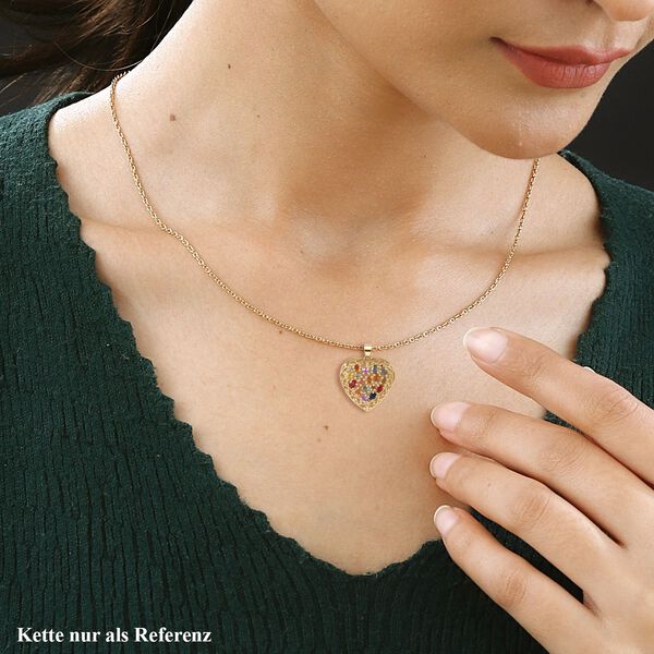 Mehrfarbiger Saphir Herz Anh&auml;nger mit Kette, ca. 3,25 ct. image number 1