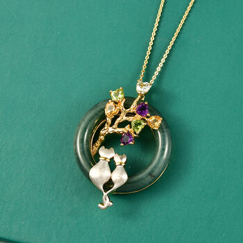 GP - Olmek Jade, Himmelblauer Topas Schmuckset ca. 50 cm 925 Silber 750 Gelbgold Vermeil ca. 27.47 ct