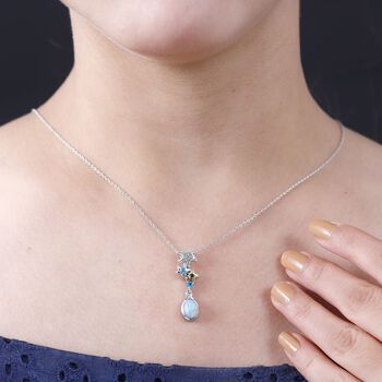 GP Sea Life Kollektion- AA &auml;thiopischer Welo Opal, Chromdiopsid, Neon Apatit, Zirkon und blauer Saphir-Anh&auml;nger mit 45cm Kette - 1,33 ct.