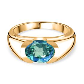 Pfau Triplett Quarz Ring, 925 Silber 750 Gelbgold Vermeil - 2,01 ct.
