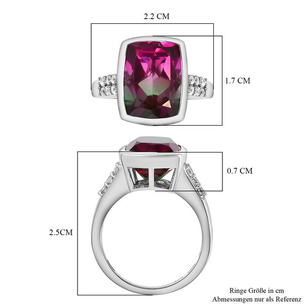 Wassermelonen-Quarz-Triplett und weißer Zirkon-Ring, 925 Silber platiniert  ca. 7,44 ct image number 6