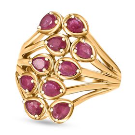 Afrikanischer Rubin (Fissure gefüllt) Ring, 925 Silber vergoldet (Größe 16.00) ca. 2.20 ct