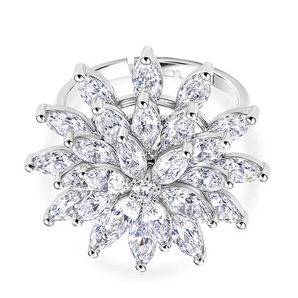 Wei&szlig;er Zirkonia Ring Nickelfreies Messing Flexibles, Silberfarben, Gro&szlig;e 19-20