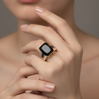 D'Joy schwarzer Spinell und Moissanit Ring - 23,26 ct.