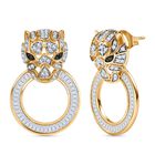 GP Weißer Diamant, Kanchanaburi Blauer Saphir Ohrringe 925 Silber 750 Gelbgold Vermeil ca. 1.76 ct