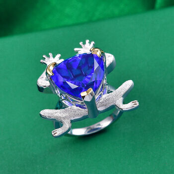 GP Trionfo Kollektion- Tansanit-Farbe Quarz, Chromdiopsid und blauer Saphir zweifarbiger Ring - 12,17 ct.