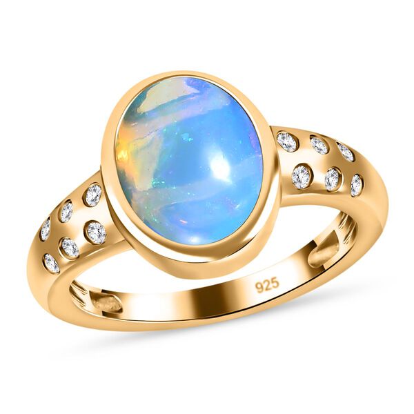 AA natürlicher, äthiopischer Welo Opal und Zirkon-Ring - 1,70 ct. image number 5