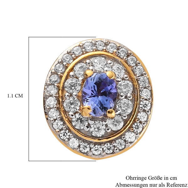 AAA Tansanit und Zirkon-Ohrstecker, 925 Silber vergoldet ca. 1,20 ct image number 7