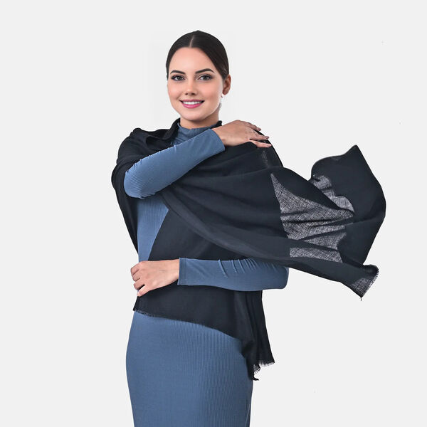 LA MAREY Gro&szlig;formatiger Schal, 100% Kaschmirwolle, 70 x 195 cm, Schwarz image number 2