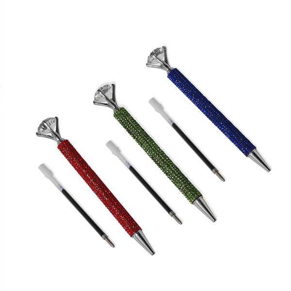 Kugelschreiber-Set, 3er-Pack, Mehrfarbig, Leoparden-Design, Strass und Kristall, inkl. Ersatzminen