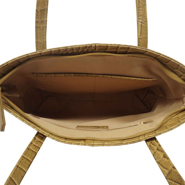 Assots London Julia, krokogepr&auml;gt echtes Leder Tote Tashe - Gr&ouml;&szlig;e: 35x24x6cm, senf image number 4