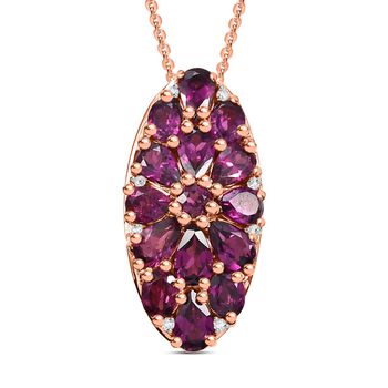 AAA Nat&uuml;rlicher Radiant Ember Garnet Anh&auml;nger mit Kette, 925 Silber 750 Ros&eacute;gold Vermeil ca. 3.79 ct