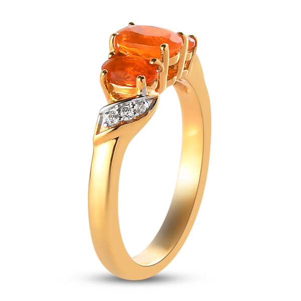 Salamanca Feueropal und Zirkon-Ring, 925 Silber vergoldet  ca. 0,67 ct image number 5