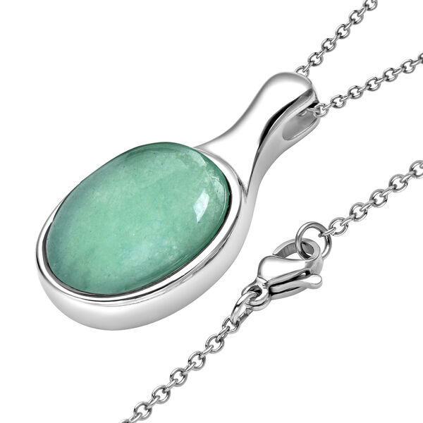 2er-set Grüner Aventurin Ring und Anhänger mit Kette ca. 50 cm, Edelstahl, ca. 27,00 ct image number 7