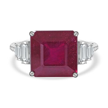 Afrikanischer Rubin und Moissanit-Ring - 8,08 ct.