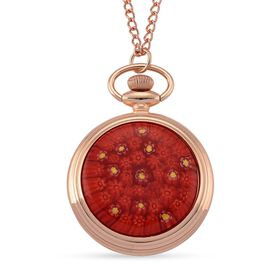 STRADA - Rotes Murano-Stil Glas PC21S Japanisches Uhrwerk,  91.4 cm Eisen Rose