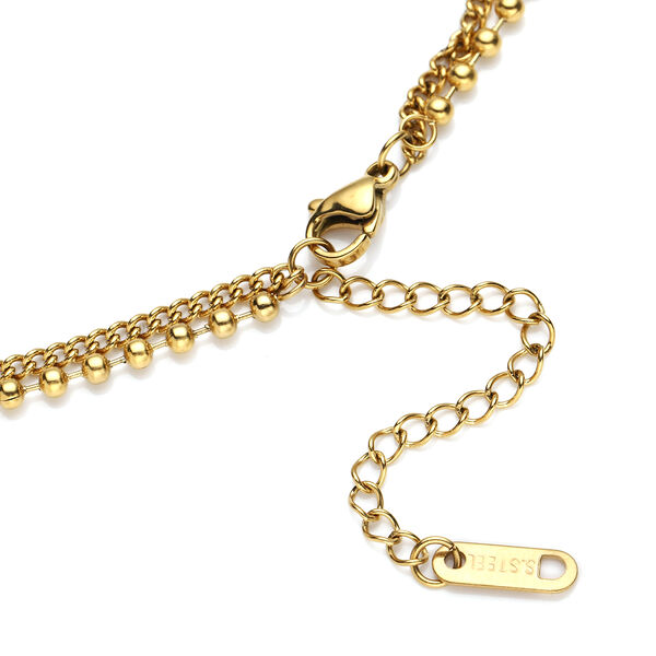 Doppelte, verstellbare Halskette, ca. 40.5 cm Edelstahl IP-Gold image number 4