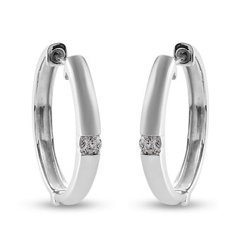 LUSTRO STELLA Hergestellt mit Feinster ZIRKONIA Creolen 925 Silber platiniert