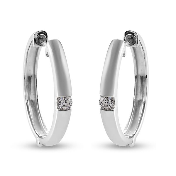 LUSTRO STELLA Hergestellt mit ZIRKONIA Creolen 925 Silber Platin-&Uuml;berzug