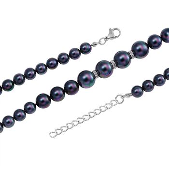 Pfauenfarbene Muschelkernperlen und wei&szlig;e Kristall, 45+5 cm