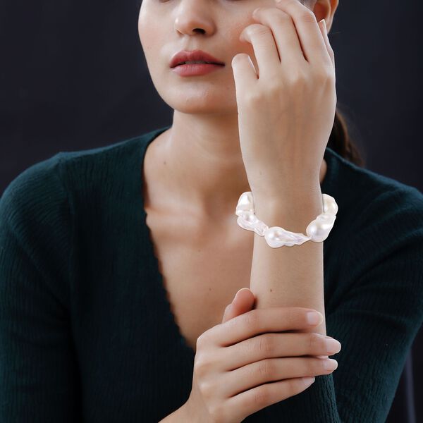 Wei&szlig;e S&uuml;&szlig;wasser Perle, Roter Granat Armband ca. 20 cm 925 Silber rhodiniert image number 3