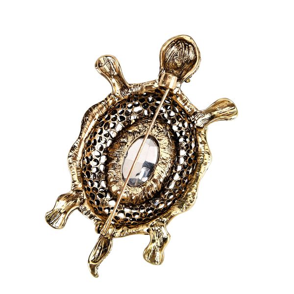 Mehrfarbiger Kristall Brosche Antikes Gold image number 3